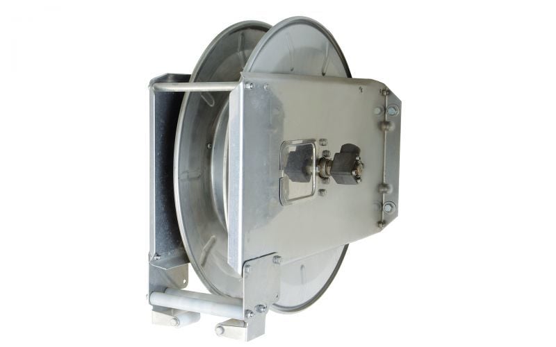 Hose reel with spring winding device 17/20 stainless steel for max 17m high pressure