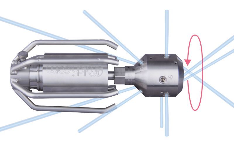 Drainspeed 30, maks. 240kW, 500-3000bar, 20-50l/dak, maks. 2500 rpm, Ø:62mm/l:234mm, 9/16''unf-lh ig, 10/3, 4x135°/3x90°/0/3x45° x-jet, stil: 9, 018