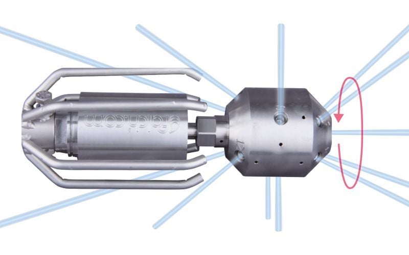 Drainspeed 30, maks. 240kW, 500-3000bar, 20-50l/dak, maks. 2500 rpm, Ø:62mm/l:251mm, 9/16''unf-lh ig, 12/4, 4x135°/3x90°/4x45°/1x0°, stil: 9, 017
