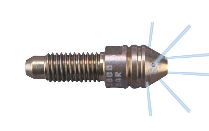 Drainclean 30, max. 210kW, 100-3000bar, 6,8-37l/min, max. 0 rpm, Ø:10mm/l:32mm, M7x1,0-rh ag, 6/2, 0/0/2x70°2x45°/2x10°, style: drilled, 030