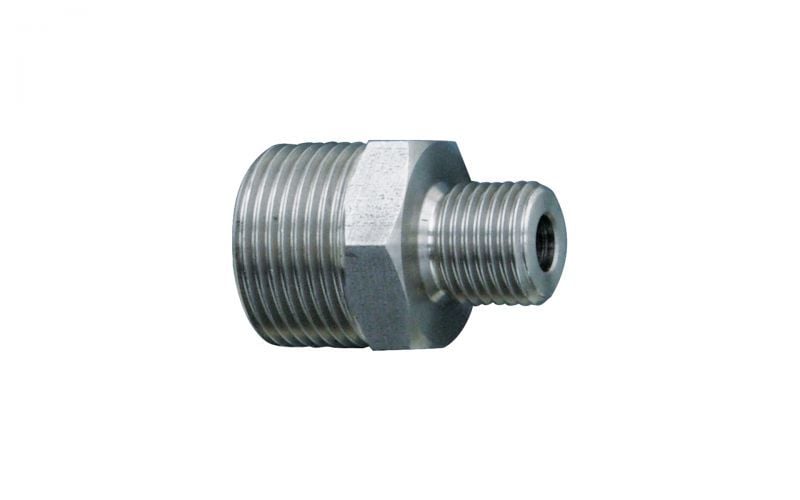 Double nipple 500 bar, M22 outer thread x 1/4'' outer thread, v2a