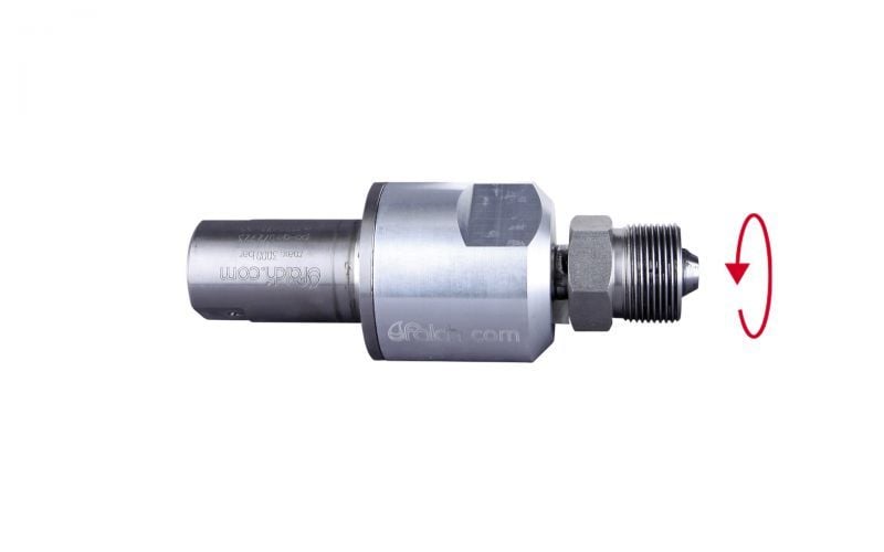 Swivel 3000 bar, 70 °C, M26 inner thread 50 l/min, 0° x 9/16''unf-lh outer thread