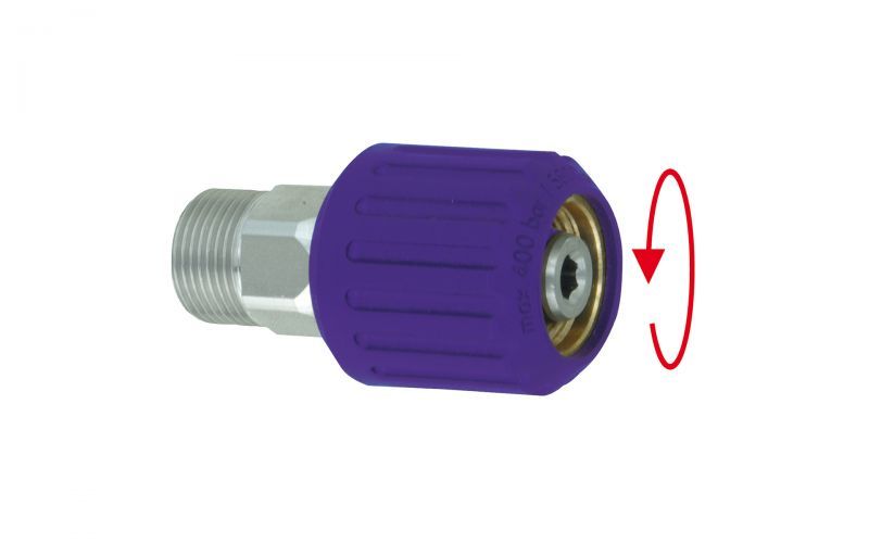 Swivel 500 bar, 155 °C, M22 inner thread 50 l/min, 0° x M22 outer thread
