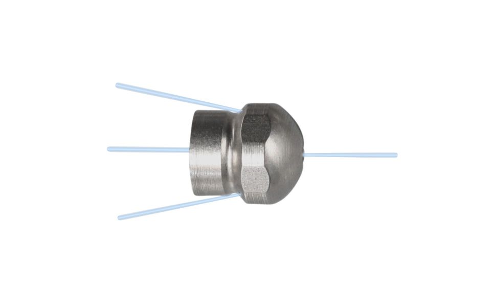 Drainclean 2, max. 10kW, 100-200bar, 13-18l/min, max. 0 rpm, Ø:15mm/l:20mm, 1/8'' inner thread, 4/2, 3x135°/0/0/1x0°, style: drilled, 055