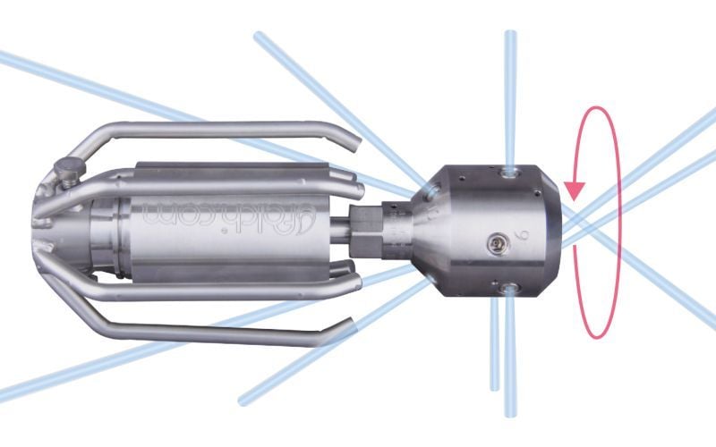 Drainspeed 30, maks. 240kW, 500-3000bar, 20-50l/dak, maks. 2500 rpm, Ø:62mm/l:234mm, 9/16''unf-lh ig, 10/3, 4x135°/3x90°/0/3x45° x-jet, stil: 9, 018