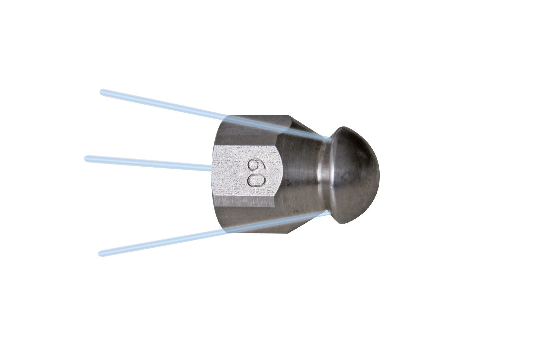Drainclean 5, max. 50kW, 300-500bar, 40-51l/min, max. 0 rpm, Ø:19mm/l:24mm, 1/4'' inner thread, 3/1, 3x135°/0/0/0, style: drilled, 100