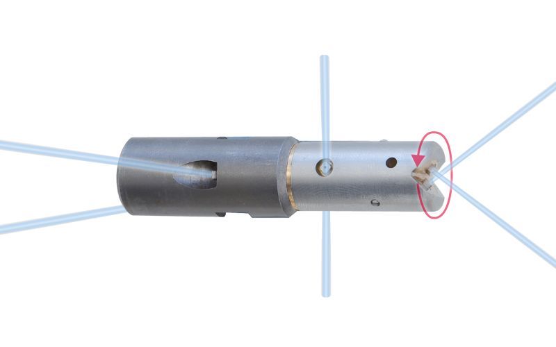 Drainspeed 10, maks. 45kW, 300-1000bar, 12-22l/dak, maks. 7500 rpm, Ø:10mm/l:50mm, M7 iç dişli, 6/3, 2x150°/2x95°/0/2x45°, x-jet, stil: 14, 030