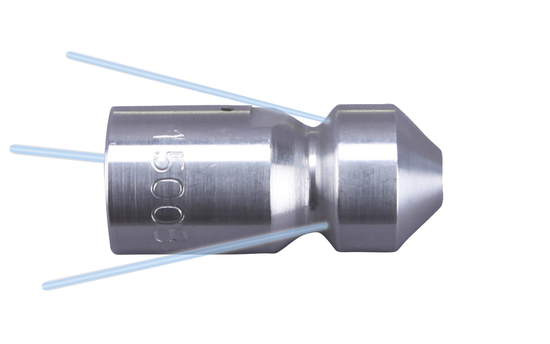 Drainclean 15, max. 70kW, 100-1500bar, 6,4-25l/min, max. 0 rpm, Ø:16mm/l:38mm, 1/4'' i.th. thread, 3/1, 3x135°/0/0/0, style: drilled, 028