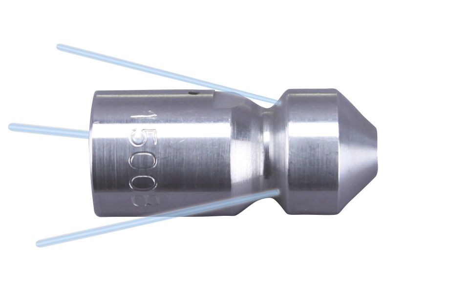 Drainclean 15, max. 70kW, 100-1500bar, 6,4-25l/min, max. 0 rpm, Ø:16mm/l:38mm, 1/4'' i.th. thread, 3/1, 3x135°/0/0/0, style: drilled, 028