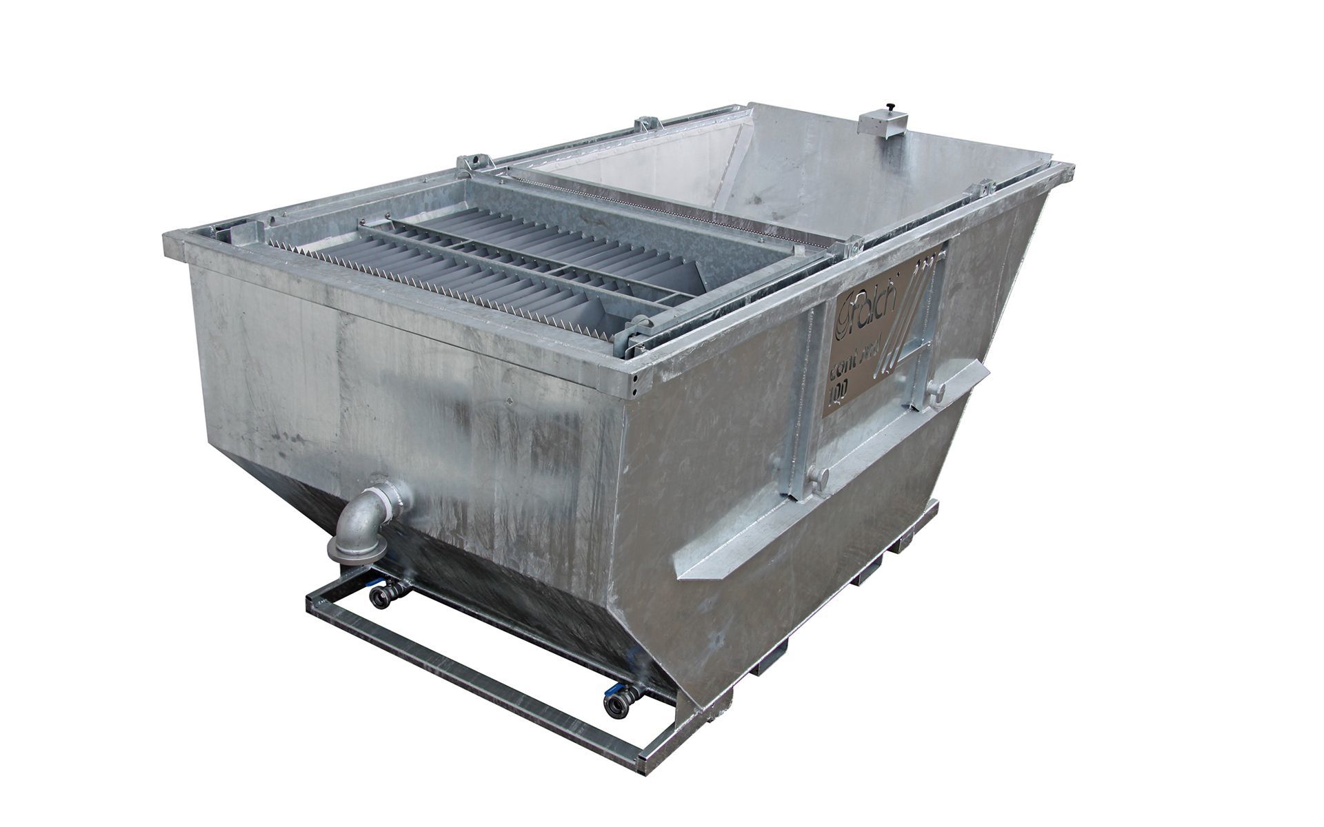 Cont Sed 100, 100 l/dak, 80° C, 10m², 7000 l, 3909 x 1884 x 1690 mm, 1850 kg